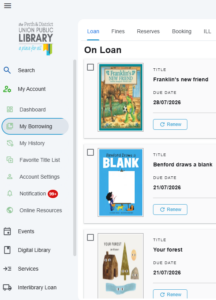 screenshot showing my account > my borrowing to display items borrowed from the library in the library catalogue