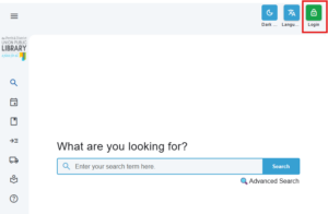 screenshot showing green login box in upper right corner of catalogue page